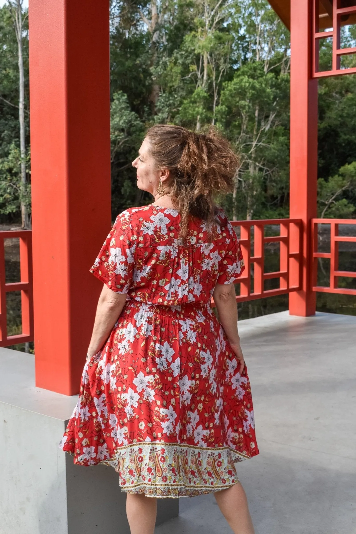 Serenity Midi Dress - Flame Red