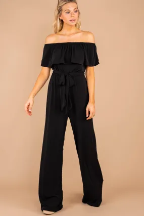 Summer Vacay Classic Black Off Shoulder Jumpsuit