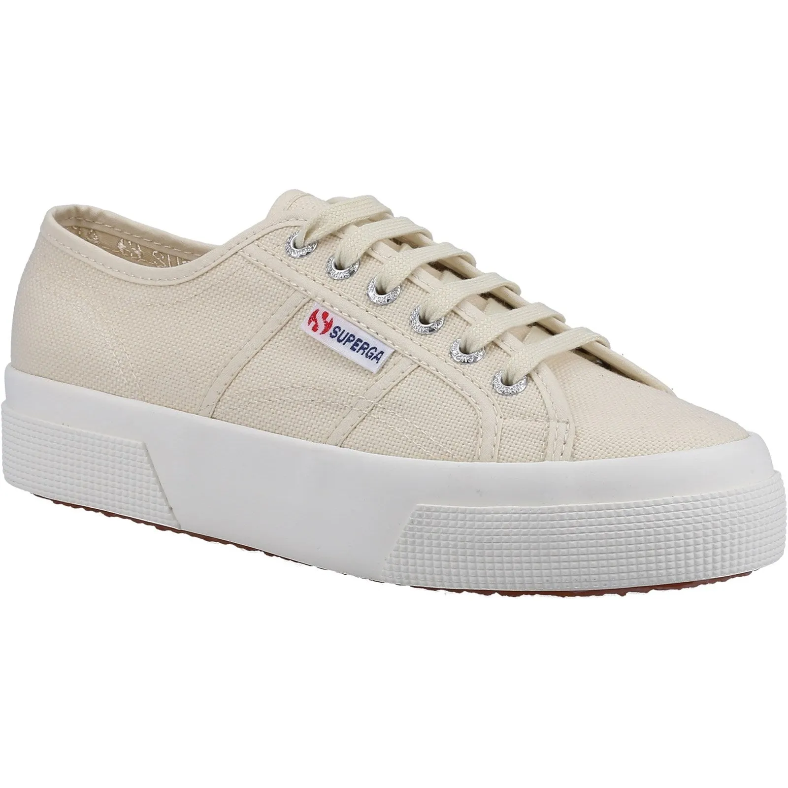 Superga 2740 Platform Womens Beige Canvas Trainer Shoe