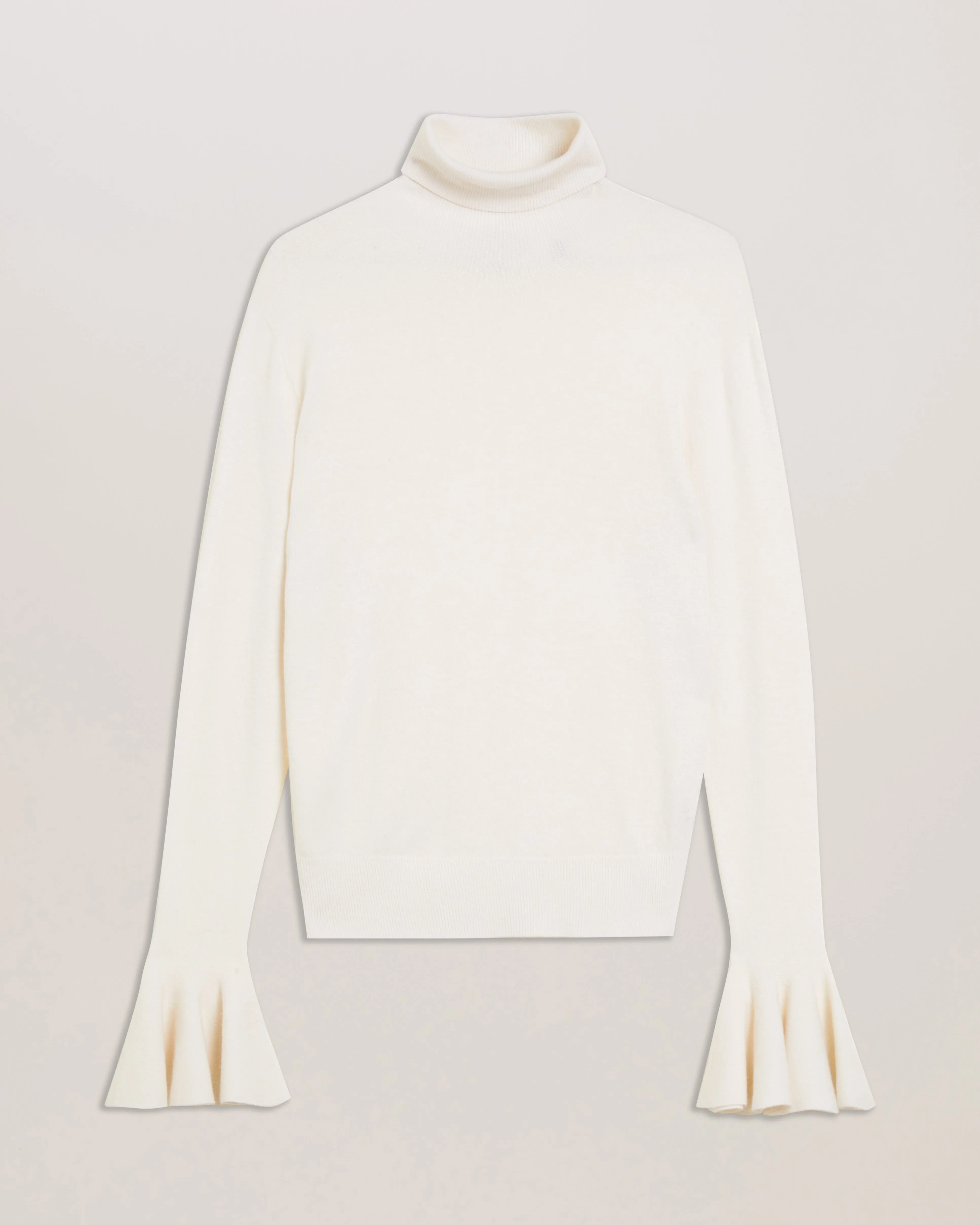 Tamsenn Roll Neck Fluted Sleeve Sweater Ivory