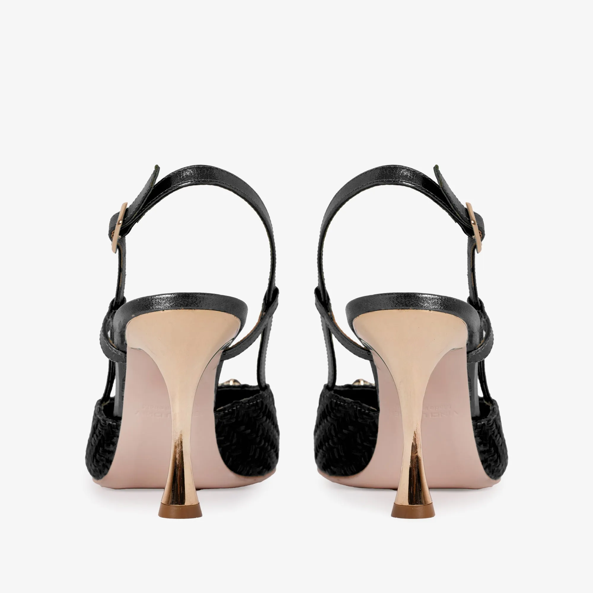 The Luna Black Leather Slingback Women Sandal