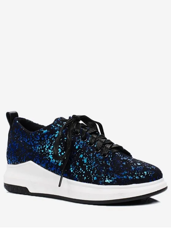 Trendy Sequined Low Heel Sneakers