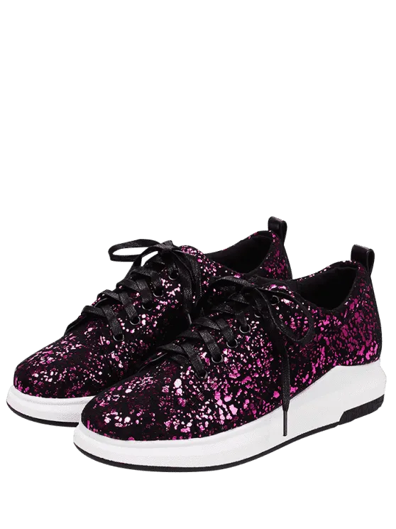 Trendy Sequined Low Heel Sneakers