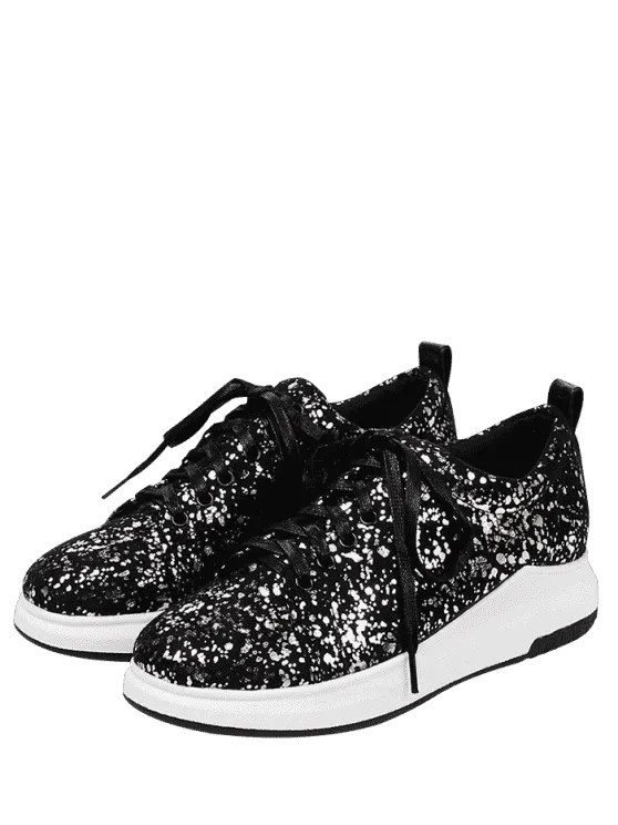 Trendy Sequined Low Heel Sneakers