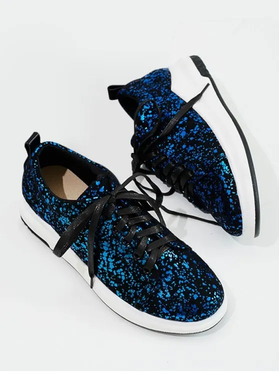 Trendy Sequined Low Heel Sneakers