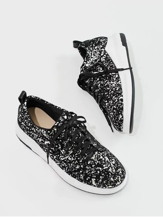 Trendy Sequined Low Heel Sneakers