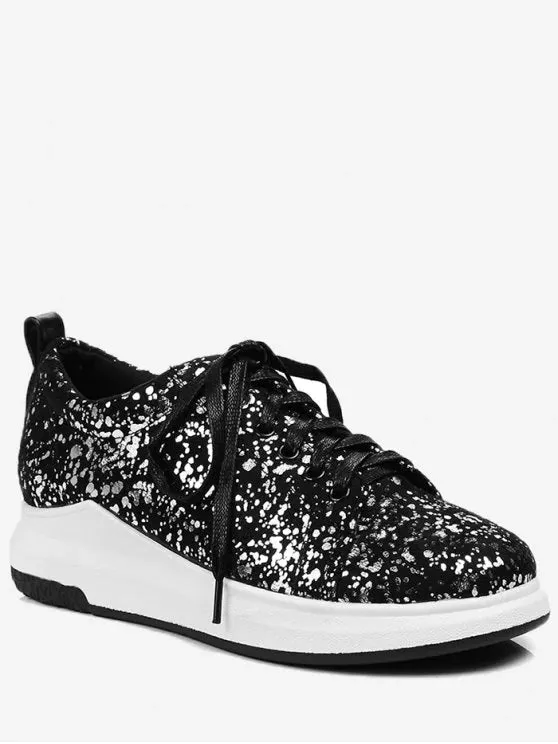 Trendy Sequined Low Heel Sneakers