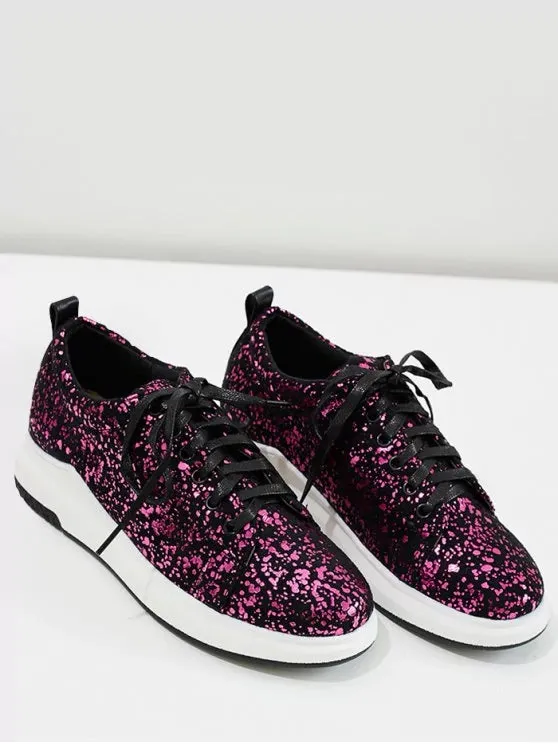 Trendy Sequined Low Heel Sneakers