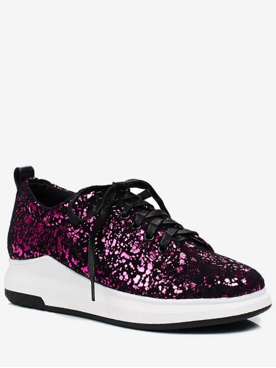 Trendy Sequined Low Heel Sneakers