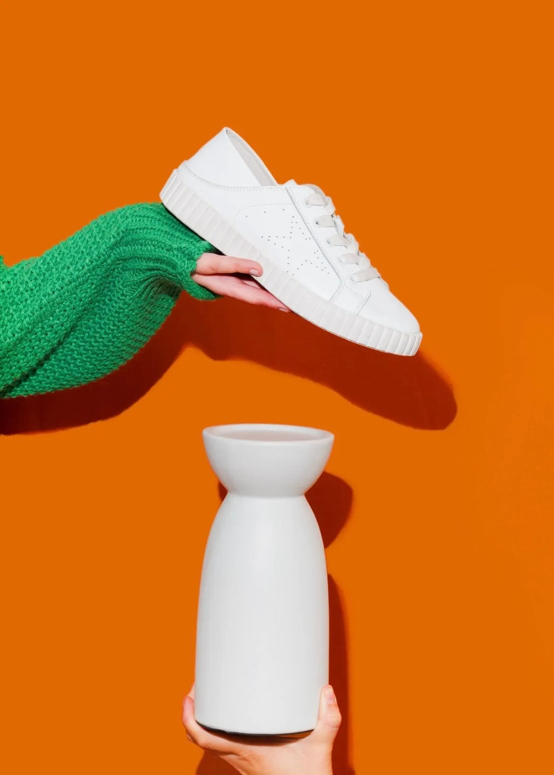 Valentina Leather Sneaker in Crisp White