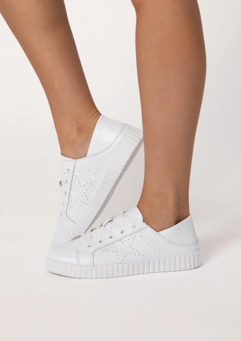 Valentina Leather Sneaker in Crisp White