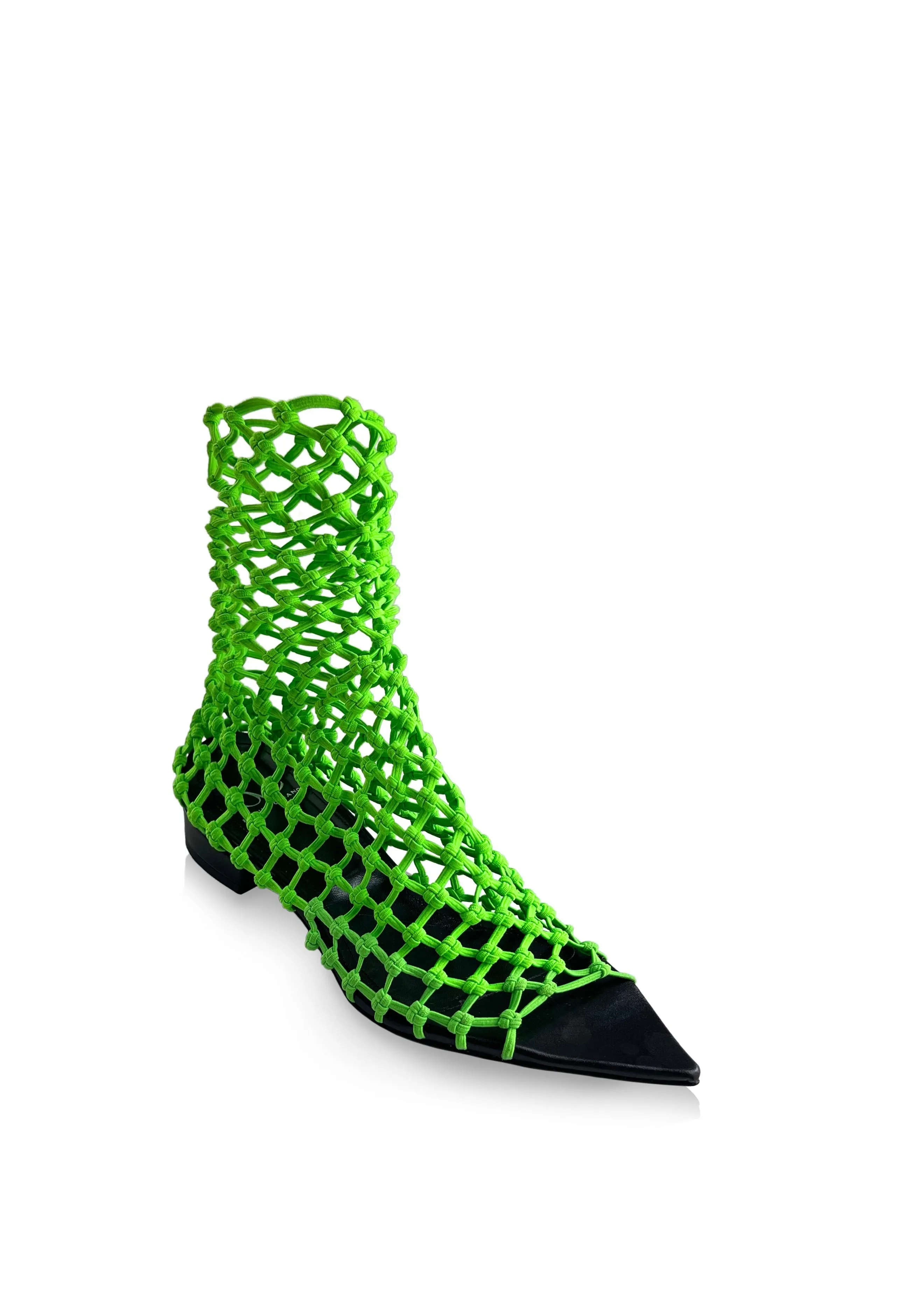 VELA NEON GREEN NET SOCK FLAT SANDALS