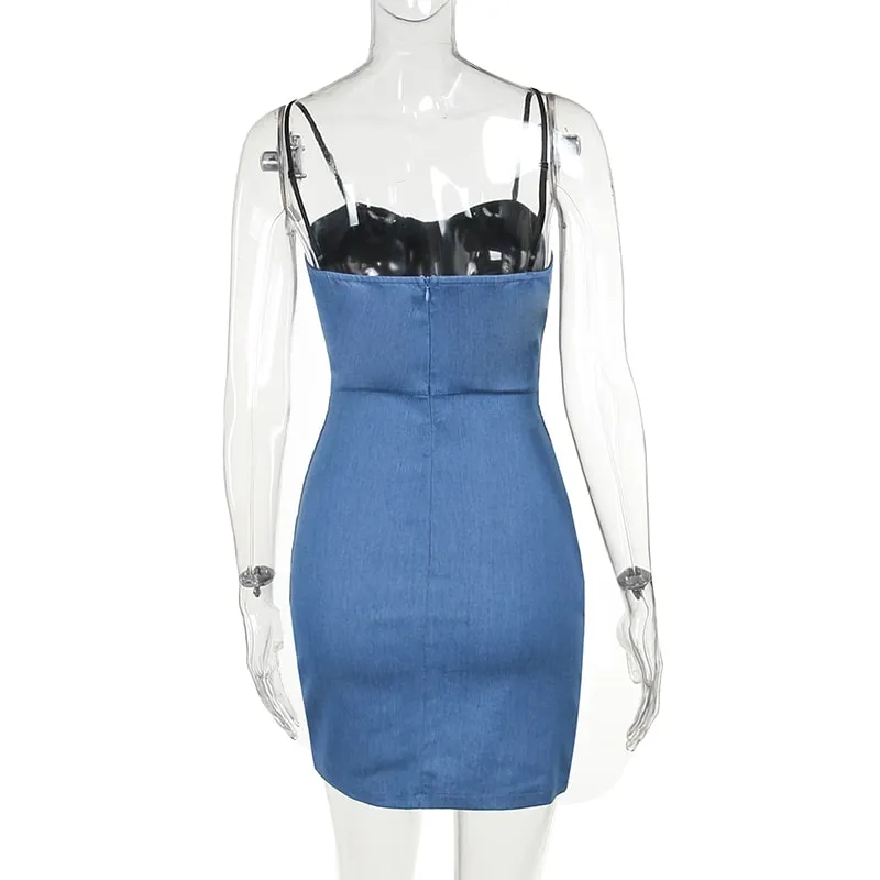 Velvet Denim Fusion Asymmetric Dress