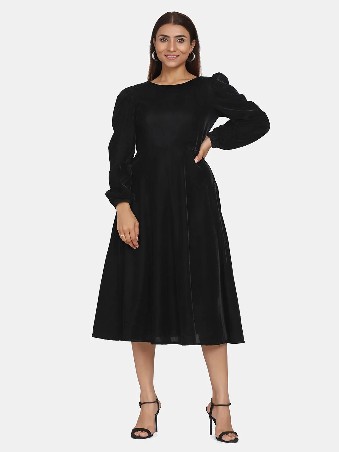 Velvet Evening Dress for Women - Black