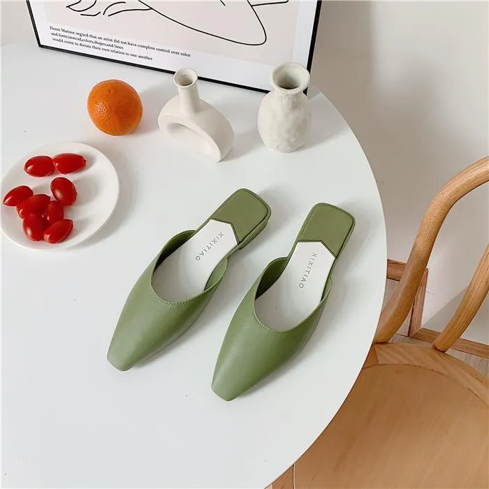 Vintage Aesthetic Sharp Nose Cut Elegant Slipper Sandals