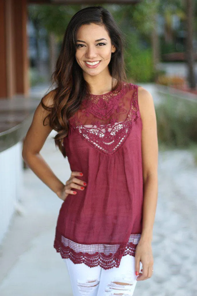 Wine Lace Top