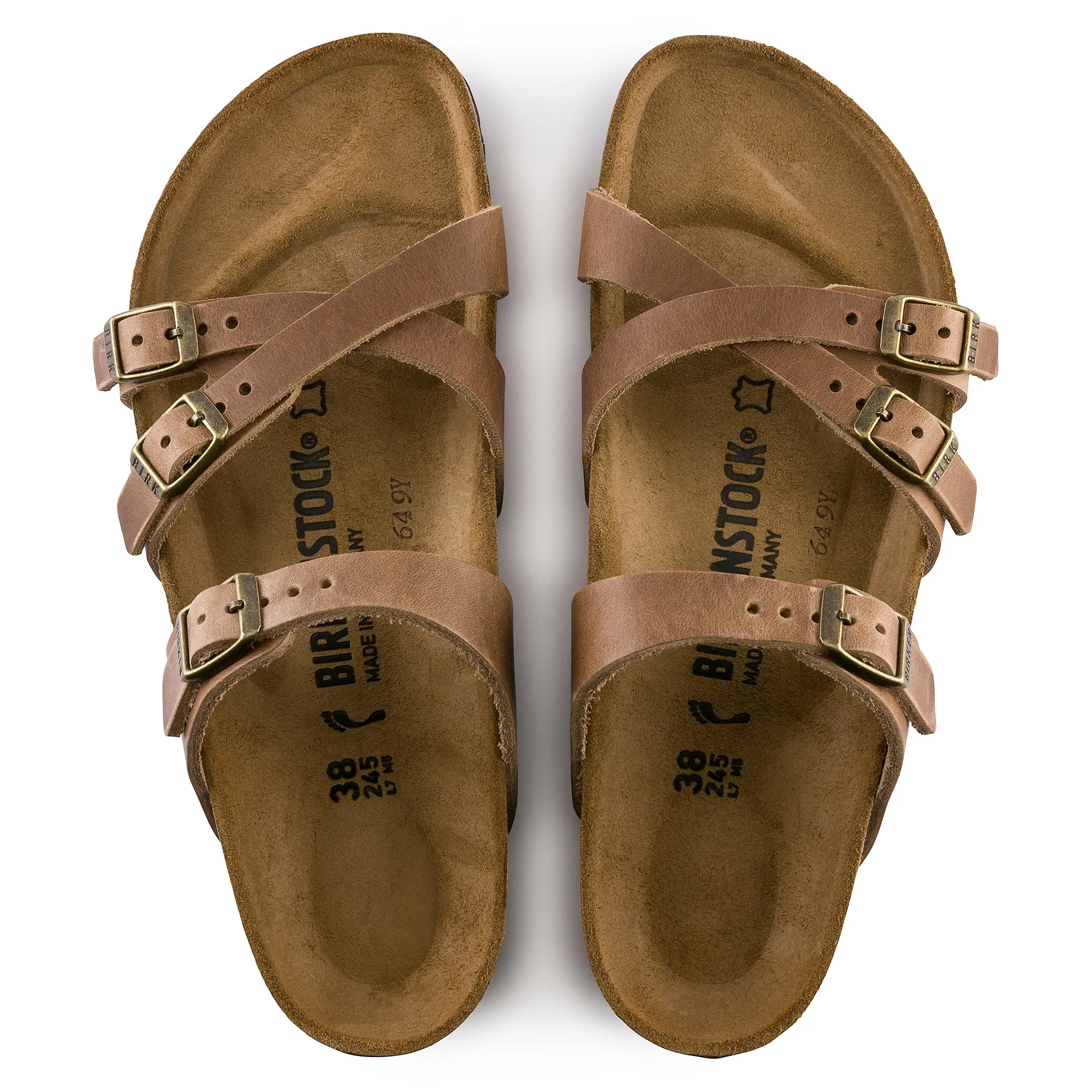 Women's Birkenstock Franca Oiled Leather Color: Tobacco Brown (MEDIUM/NARROW WIDTH)