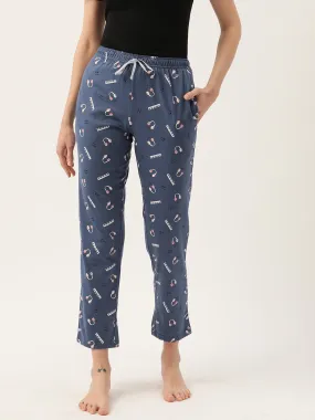 Women's Printed Cotton Navy Blue Lounge Pants | LDLW-2330-1 |