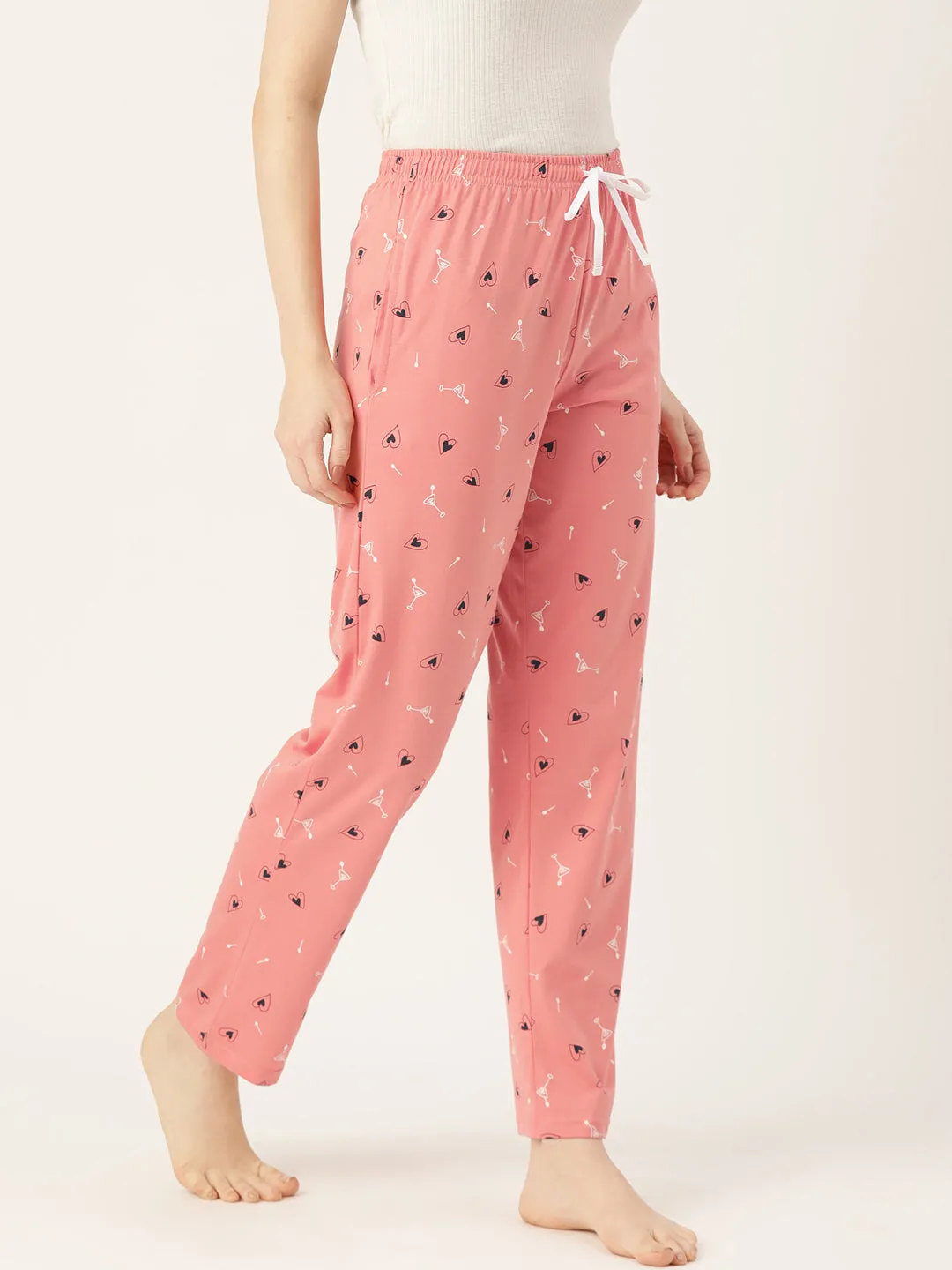 Women's Printed Cotton Peach Lounge Pants | LDLW-2324-1 |