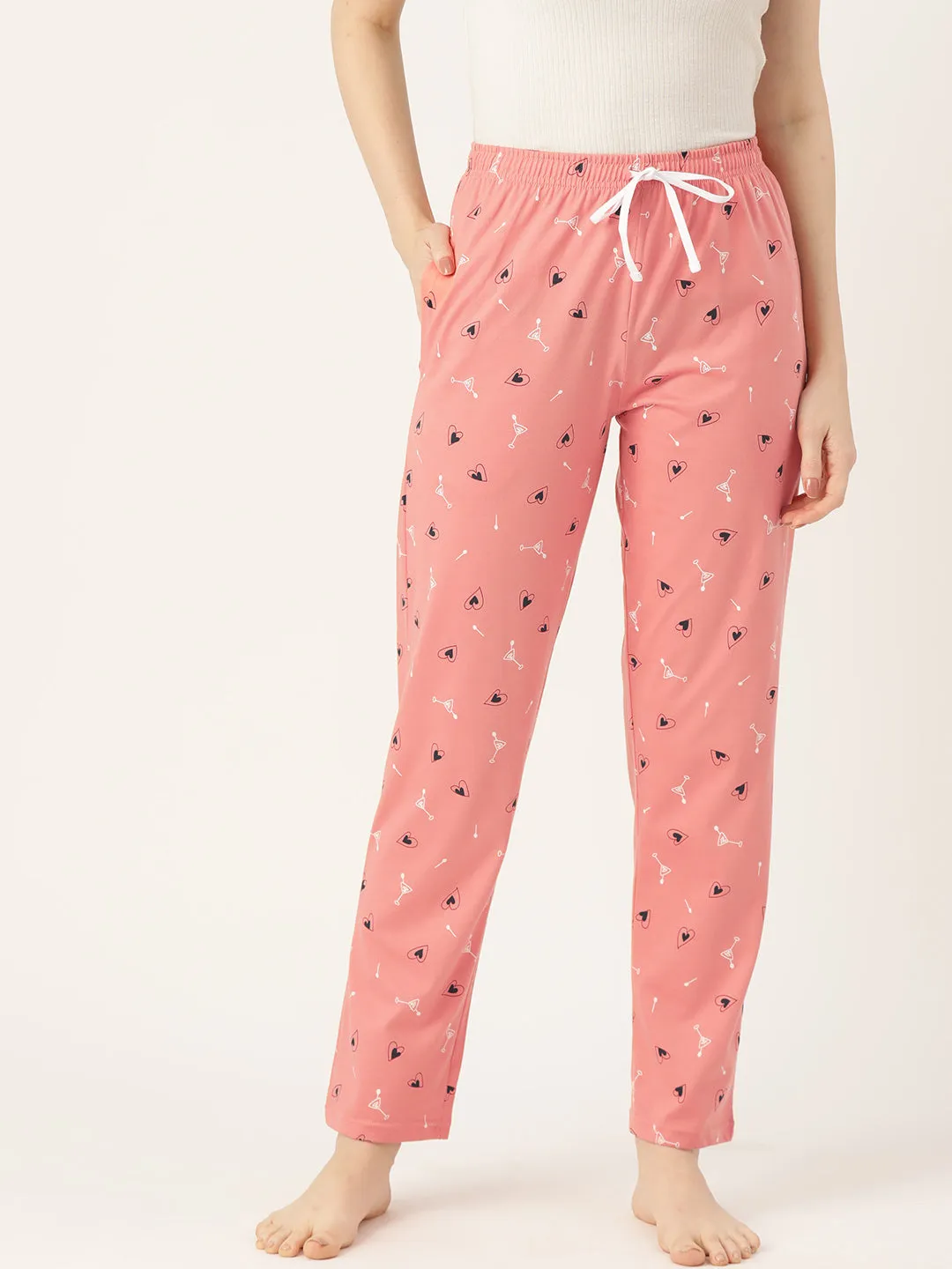 Women's Printed Cotton Peach Lounge Pants | LDLW-2324-1 |