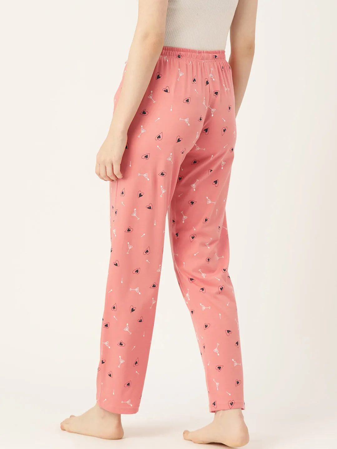 Women's Printed Cotton Peach Lounge Pants | LDLW-2324-1 |