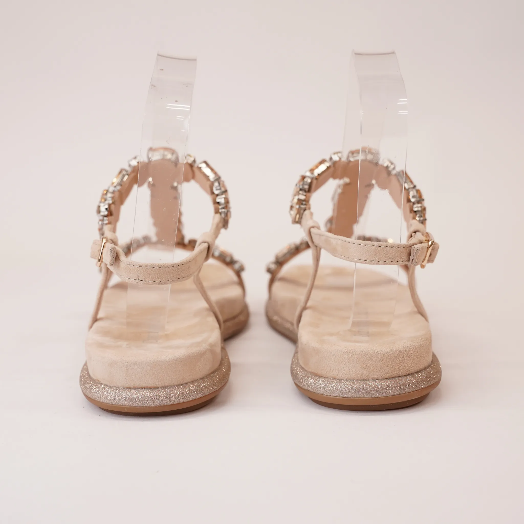 Yopal Latte Suede Jewels Leather Sandals